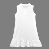 Custom Personalized Girls Button Lapel Ruffle Hem Sleeveless Dress