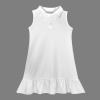 Custom Personalized Girls Button Lapel Ruffle Hem Sleeveless Dress