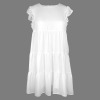 Custom Individualized Women's Round Neck Ruffle Sleeve Flowy Pleated Casual Dress