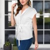 Custom Personalized Women's Button Tie Elastic Waist Blouse Tops