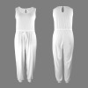 Custom Individualized Women's Sleeveless Drawstring Elastic Waist Pocket Jumpsuit