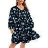 V-Neck Long-Sleeved Dress