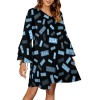 V-Neck Layered Bell-Sleeve Dress
