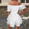 Custom Personalized Women's Off Shoulder Strappy Ruffle Hem Romper