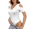 Custom Personalized Women's Sexy V-Neck Cold Shoulder Bodysuit