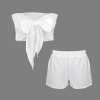 Custom Personalized Women's Tie Front Tube Top & Shorts Set
