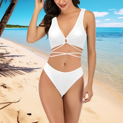 All-Over Print Women Cross String Bikini Set