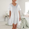 Custom Individualized Women's V-Neck Flared Sleeves Ruffle Hem Casual Dress