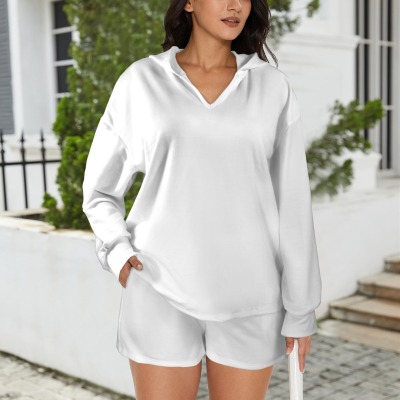 Custom Personalized Long Sleeve Hooded Tops & Drawstring Shorts Set