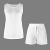 Custom Individualized Women's Button Sleeveless Tank Top & Drawstring Shorts Set