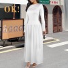 Custom Personalized Women's Long Sleeve Pocket Pleated Maxi Dress