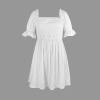 Custom Specialized Women's Square Neck Ruffle Hem Short Sleeve Dress