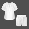 Custom Personalized Women's V-Neck Short Sleeve Drawstring Shorts Set