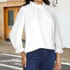 Custom Personalized Women's Ruffle Hem Long Sleeve Mock Neck Blouse Tops