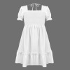 Custom Personalized Girl's Puff Sleeve Frill Trim Dress
