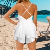 Custom Personalized Women's V-Neck Cross Back Double Layered Ruffle Hem Romper