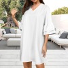 All-Over Print Women's Half Sleeves V-Neck Mini Dress