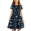 Short-Sleeved Flowing Hem Girls' Dress