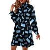 High-Neck Mini Dress With Long Bell Sleeves