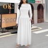 Custom Personalized Women's Long Sleeve Pocket Pleated Maxi Dress