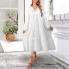 Custom Individualized Women's V-Neck Tassel Long Sleeve Maxi Dress