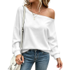 Custom Women Off Shoulder Drop Shoulder Lantern Long Sleeve Casual Top