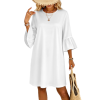 Custom Women Round Neck 3/4 Bell Sleeve Loose Mini Dress