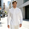 Custom Men's Long Sleeve Lapel Shirt with Patch Pockets and Cuffs