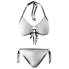 All-Over Print Women's Halter Triangle Bikini Set with Front Tie Detail
