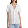Custom Womens Short Sleeve V Neck Ruffle Trim Blouse Top