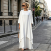 Custom Women's Two-Piece Set: Irregular Texture Long Dress Coat & Cotton-Like Inner Dress