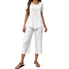Custom Women Irregular Hem Top Cropped Wide Leg Pants Set