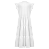 Women's Casual Ruffle Sleeve V Neck Midi Dress