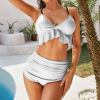 Custom Specialized Women's Ruffle Trim Two-Piece High-Waist Swimsuit