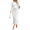 Customizable  Women's Long Sleeve V-Neck Top & Mermaid Midi Skirt Sets