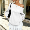 Custom Women Off Shoulder Drop Shoulder Lantern Long Sleeve Casual Top