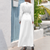 Custom Women's Long Sleeve High Neck Maxi Dress with Waist Belt