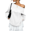 Custom Women Off Shoulder Drop Shoulder Lantern Long Sleeve Casual Top