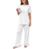 Custom Women Crew Neck Short Sleeve 2 Piece Pajama Set