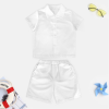 Older Kids Custom Pajama Set Collared Top With Shorts For Boys