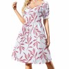 Custom Women's Puff Sleeve Ruched Waist Midi Dress