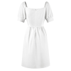 Women's Puff Sleeve Ruched Waist Midi Dress