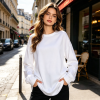 Custom Women's Crew Neck Long Sleeve T‑shirt with Pocket