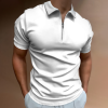Custom Men's Zip Polo Shirt Short Sleeve CasualTop