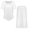 Custom Women Irregular Hem Top Cropped Wide Leg Pants Set