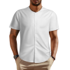 Custom Men's Round Neck Short Sleeve Button Down Casual Blouse Shirt