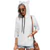 Custom Women Casual Hooded 3/4 Sleeve Pullover