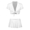 Custom Women's Tie Front Crop Top & Pleated Skirt