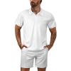 All Over Print Men's Short Sleeve Polo Shirt and Elastic Waist Shorts Set