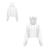 Custom Women's Cat Ear Cropped Hoodie with Drawstring and Cuffs